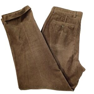 Vtg Club Room Corduroy Pants Mens 36 (34) x 30 Brown Pleated Cuffs Straight Leg
